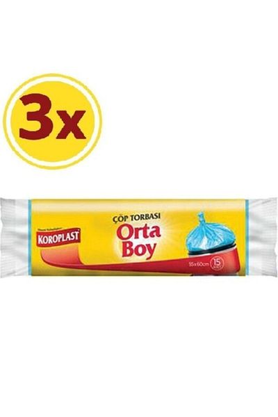 Koroplast Medium Size Garbage Bag 15 Pieces X 3 Pieces