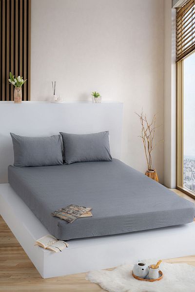 KetraHome |   Maljuna Bohemo |   Plain Anthracite Elastic Sheet Set
