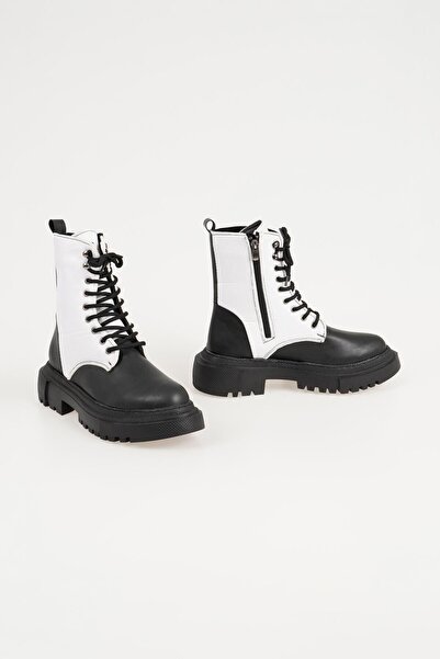 CZ London Kadın Bağcıklı Bot Postal Fermuarlı Kalın Taban Kışlık Ayakkabı