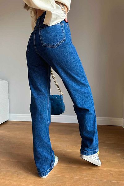 BİENAL BUTİK Pantaloni Jeans de damă Yulia Deep Blue Lycra cu talie super înaltă