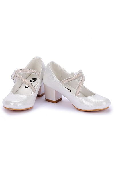 Kiko Kids Weiße Ballerinas mit Glitzersteinen für Mädchen, Abendschuhe