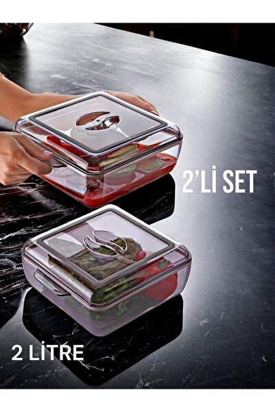 Nesto Home 2 Adet 2 Lt Silikon Contalı Plastik Borcam - Saklama Kabı - Yemek ...