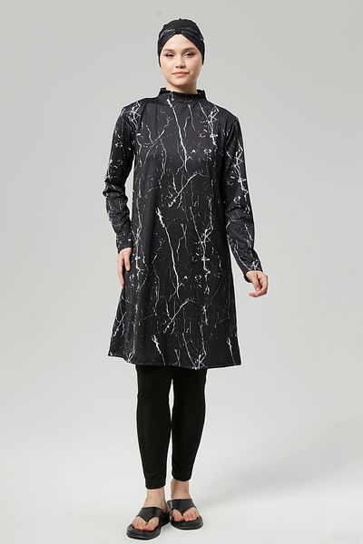 FİT1BEDEN Full Covered Water Repellent Fast Drying Hijab Swimsuit Suit Patterned Large Size