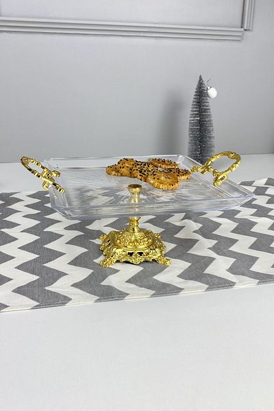 MAY HOME Luxury Handled Footed Presentation Serving Plate Tray