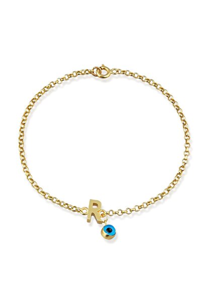 Altınkesesi 14 Ayar Altın Göz Sallantılı Harf Bileklik(R)