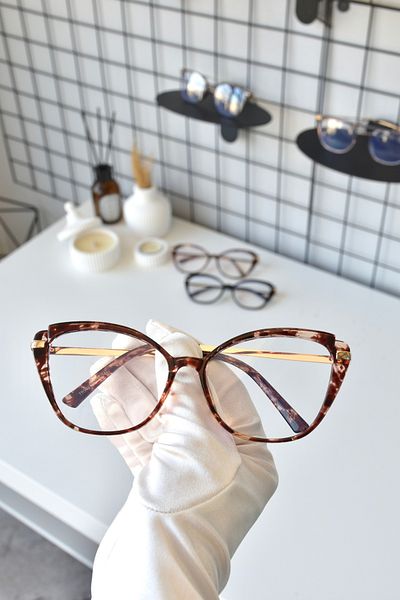 LOOKUP NEW Leopard Patterned Unisex Women's and Men's Glasses - Transparent Blue, Light Protection, with Filter