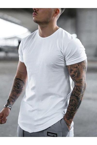 DEEPSENCE Ανδρικό μπλουζάκι σε λευκό Slimfit Oval Cut