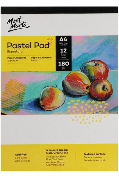 Mont Marte MM Pastel Pad - Acid Free, 4 Colors, Signature 180gr, A4