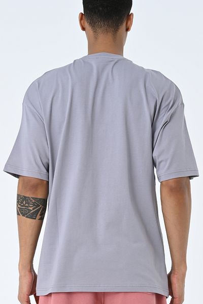 AMAZING CRASH Gray Crew Neck Printed Oversize Pattern Unisex T-shirt