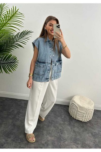 VESS MODA سترة جينز فضفاضة ذات جودة فاخرة