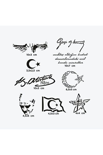 ONE SPRAY TATTOO Atatürk Ve Cumhuriyet Dövme Şablon Seti Kırmızı Sprey 2