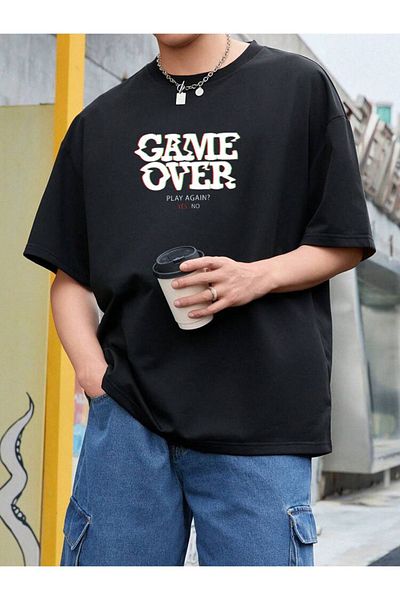 DEEPSENCE GAMEOWER Printed Unisex Oversize Μαύρο T-shirt