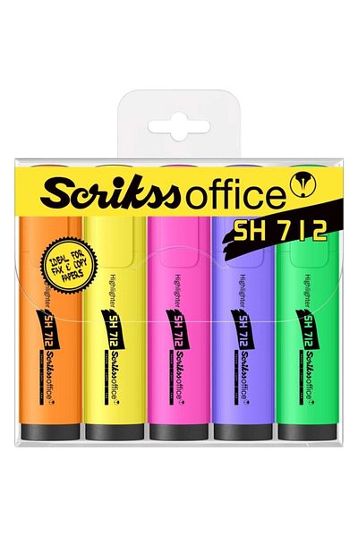 Scrikss Sh 712 Set of 5 Highlighters Bright Colors