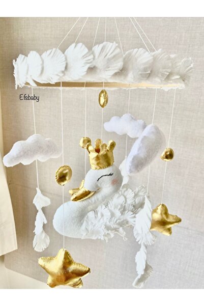 EFSBABY (MÜZİKLİ)bebek Beşiği Dönencesi Bebek Odası Kuğu