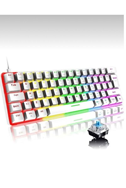 fortrek T60 Beyaz Blue Switch Rgb Gaming Oyuncu Klavyesi Mekanik 62 Tuş 18 Ay...