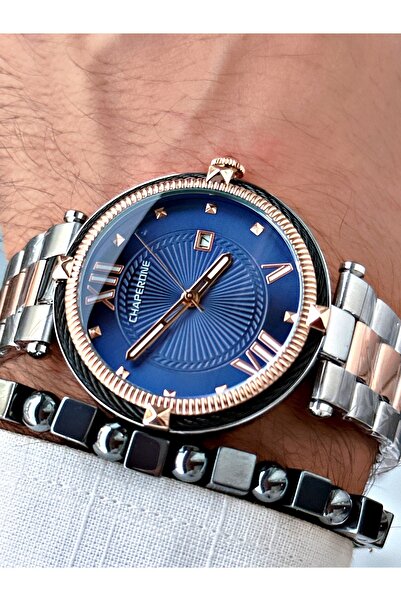 Chaperone Men's Wristwatch - Rose Silver Color, Roman Numeral, Simple Classic Model, Steel Cord, Bracelet by Reward