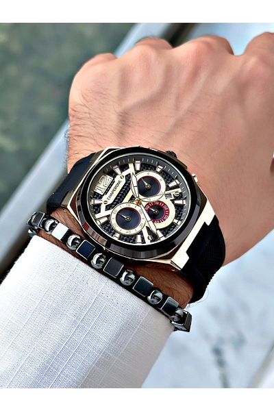 Reward Men's Black Silicone Function Wristwatch and Bracelet - Reward