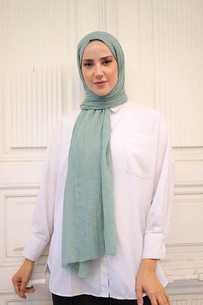shalby Hijab Bamboo Crash Shawl Mint Green