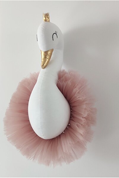 Littleandmoreofficial Büyük Kuğu Büst Duvar Dekoru 50 Cm - Koyu Pudra Gülkuru...