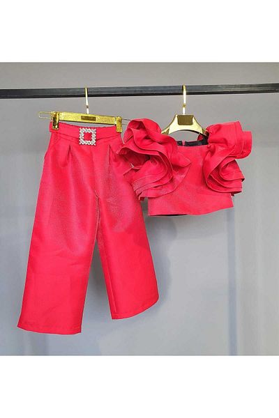 SCSTİL BLUZ PANT SET WITH RUFFLE SLEEVES