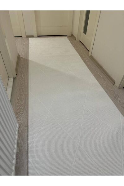 Dinarsu Jel Kaymaz Halı Rölyef Kaymaz Taban Yolluk Yıkanabilir Halı Çizgili D...