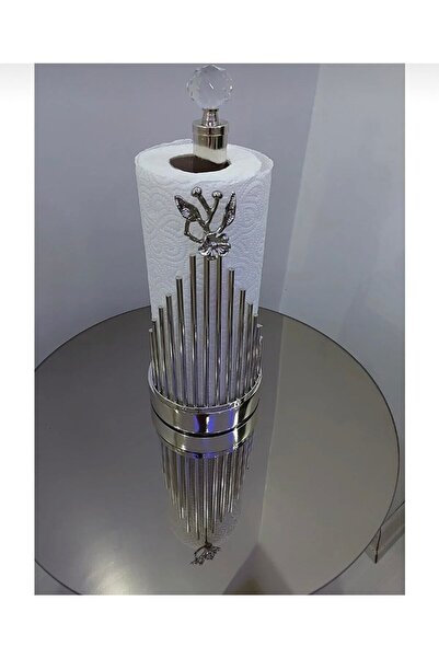 İmren Collection Japon Güllü Çubuk Rulo Peçetelik Gümüş Renk