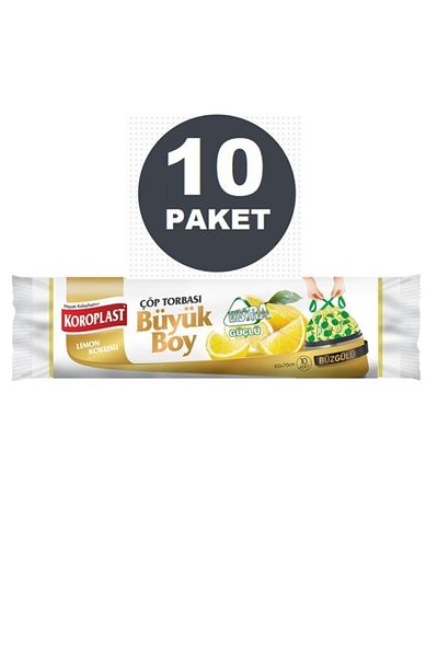 Koroplast Extra Strong Lemon Drawstring Large Size 10 Piece Garbage Bag x 10 Packs