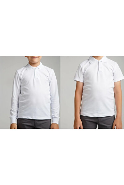 Bilge Trend Λευκό μπλουζάκι πόλο για αγόρια και κορίτσια 2 τμχ (1 μακρυμάνικο...