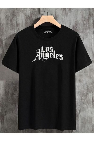 DEEPSENCE Los Angeles Printed Unisex Oversize Μαύρο T-shirt