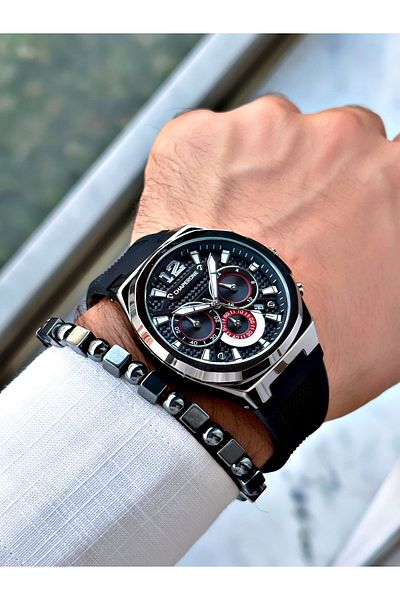 Reward Men's Black Silicone Function Wristwatch and Bracelet - Reward