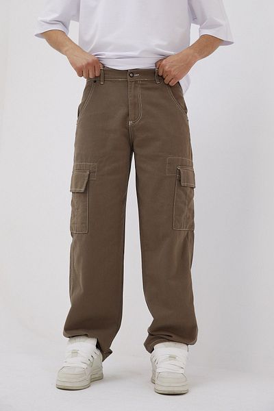 DİFRANSEL Ανδρικό παντελόνι Cargo Pocket Camel Baggy