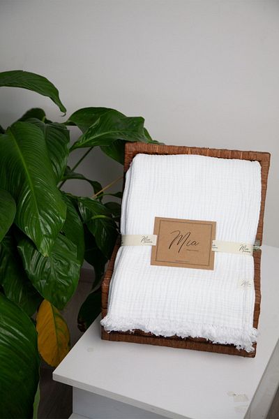 Mia White Muslin Bedspread - Single, 4 Layers, Pike