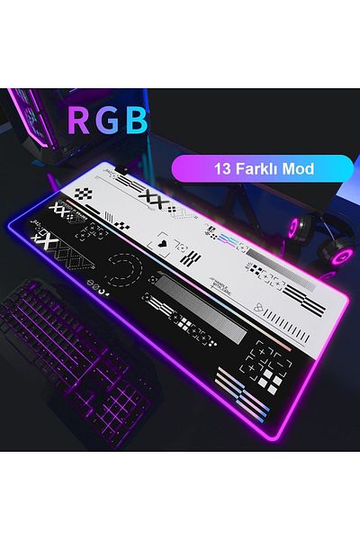 Xrades لوحة ماوس أنيمي RGB مقاس 80 × 30 سم، 13 وضعًا مختلفًا للألوان، مقاومة للماء للألعاب مقاس XL