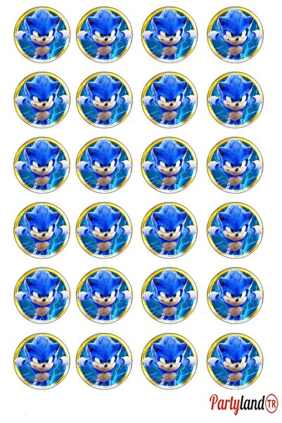 PartylandTR Sonic 5 cm. Yapışkanlı Yuvarlak Etiket - Sticker 24 Adet