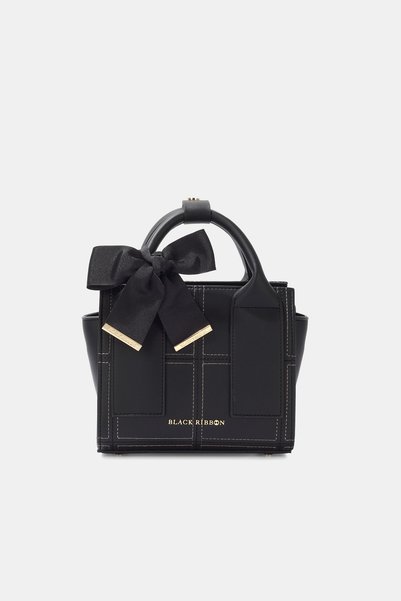 Black Ribbon Siyah Nakışlı Midi El Çantası