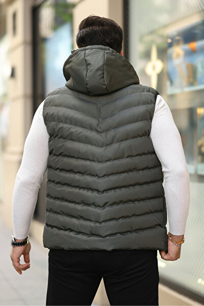 Rogyi Tekstil Men's Hooded Puffer Vest - Water and Windproof