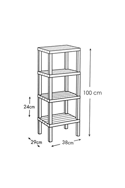 DEYHOME Ombeg 4 Katlı Modüler Raf Banyo Düzenleyici Mutfak Balkon Salon Bahçe Organizeri Beyaz