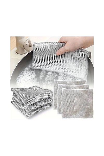 MCK Plus Highqual 5 Pieces Multi-Purpose Inox Wire Cloth - Anti-Scratch, Dish, Difficult Dirt Design