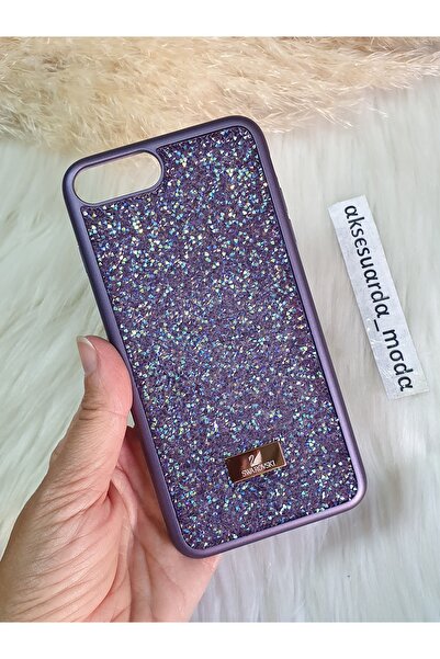 Aksesuarda Moda İphone 7 Plus ve 8 plus Uyumlu Taşlı Lüks Markalı Swrovski Kılıf