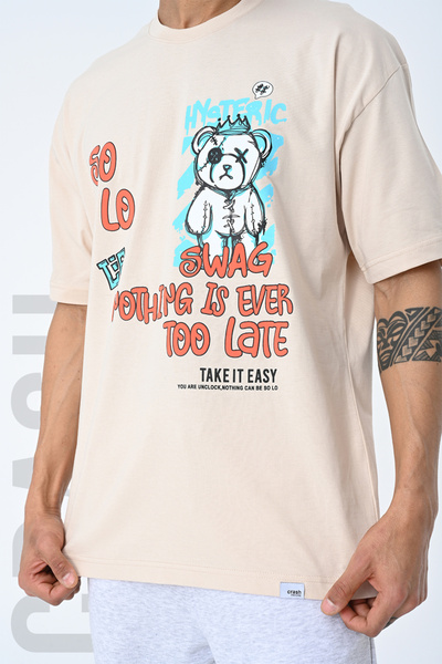 AMAZING CRASH تي شيرت بيج كبير الحجم للجنسين - رقبة دائرية، مطبوع