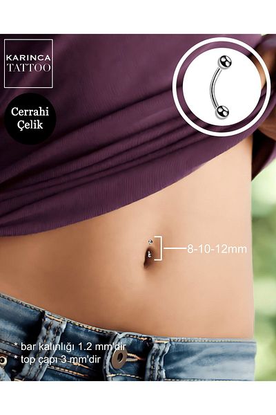 Karınca Piercing Thin Small Batch Belly Piercing - 100% Surgeon Steel