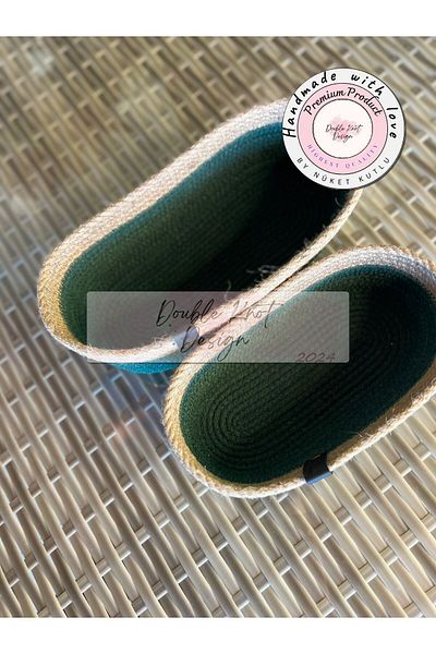 DOUBLE KNOT DESİGN 2-Piece Oval Bread Basket / Organizer / Wicker Jute Tress Basket Gift