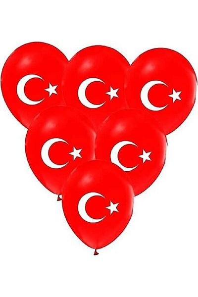 turkuaz parti 10Pcs Crescent-Star Printed Turkish Flag Red Balloon