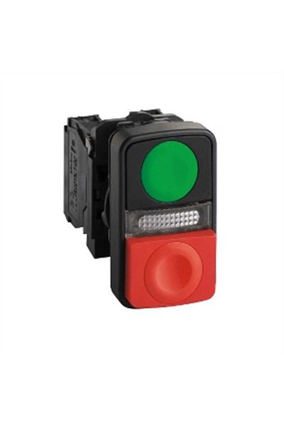 Schneider Electric شنايدر Xb5aw73731m5 22 مم أخضر/أحمر زر ضوء مزدوج الإخراج 240 فولت