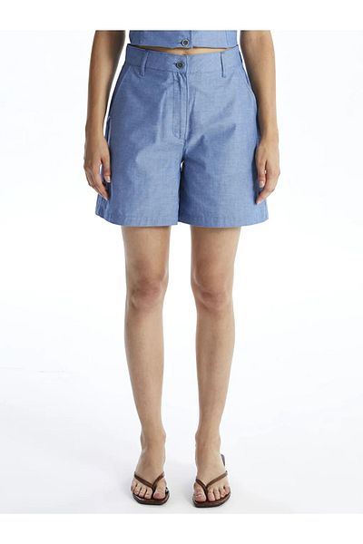 LC Waikiki Natuvera Blue – Damen-Shorts mit lockerer Passform und gerader Passform