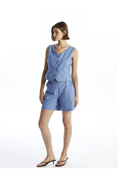 LC Waikiki Natuvera Blue – Damen-Shorts mit lockerer Passform und gerader Passform