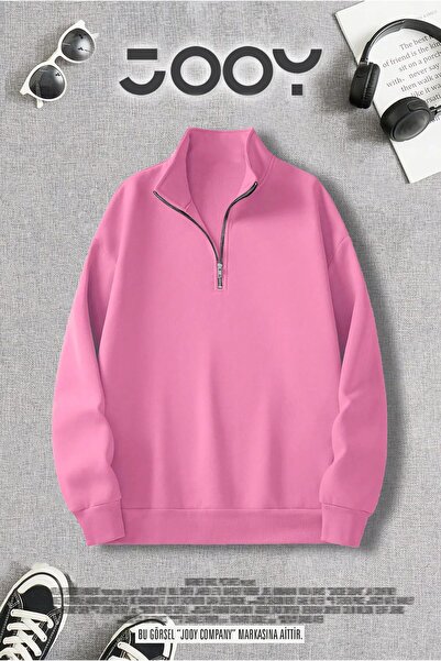 Jooy Company Yarım Fermuarlı Pembe Sweatshirt