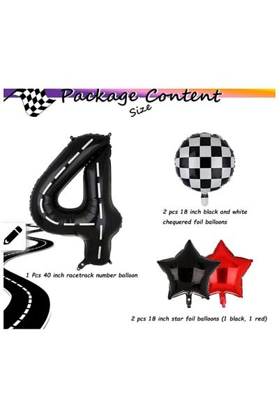 Partifabrik 4 Year Old Balloon Set - Race Car Themed