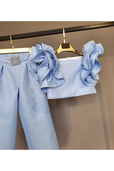 SCSTİL BLUZ PANT SET WITH RUFFLE SLEEVES
