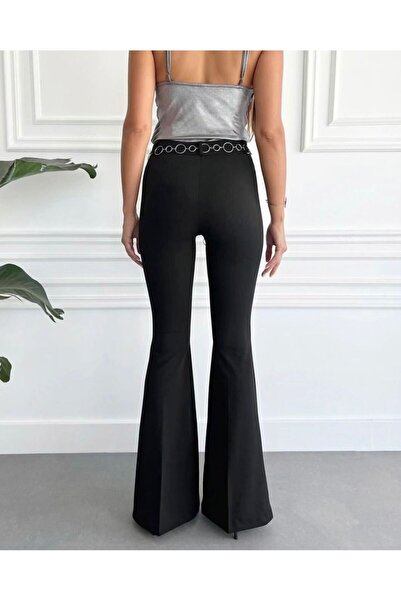 ASIR BUTİK İSPANYOL PAÇA SİYAH KUMAŞ PANTOLON